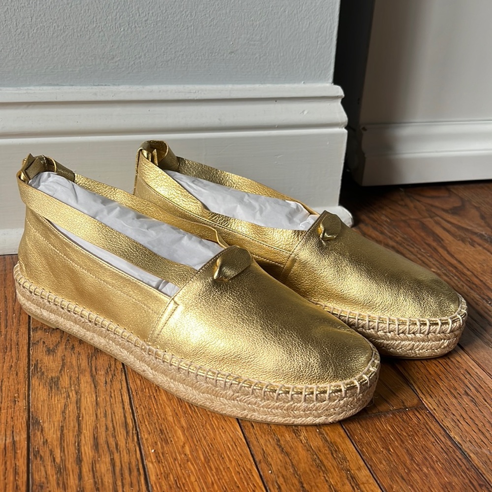 Ralph Lauren Purple Label Perrie Deerskin Espadrille Gold. Size 39.5. NEW!!!